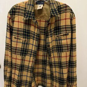 Vintage Blue Eagle Les Copains Plaid Wool Blend Blazer Jacket Italy 42